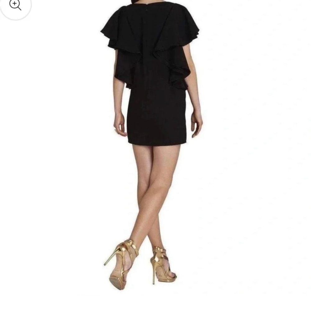 BCBGMaxAzria solace flutter sleeve dress solid black 5947 - Picture 3 of 5